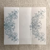 "Steel blue La belle antique rose floral lace printed vellum wrap for 5x7 card  | pack of 10" - Invitation Jackets and Overlays in blue by Ivory Invitations
