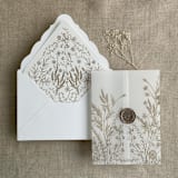 "Hazelnut English botanical garden floral printed vellum wrap for 5x7 card | pack of 10" - Invitation Jackets and Overlays in natural by Ivory Invitations