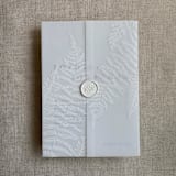"White fern leaves greenery printed vellum wrap for 5x7 card  | pack of 10" - Invitation Jackets and Overlays in white by Ivory Invitations