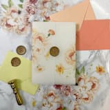 "Peach and Orange Floral Vellum Jackets (10 pack)" - Invitation Jackets and Overlays in clear by Carley Zuercher
