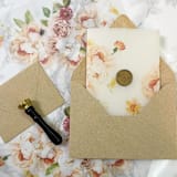 "Peach and Orange Floral Vellum Jackets (10 pack)" - Invitation Jackets and Overlays in clear by Carley Zuercher