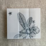 "Dark Navy Chelsea tropical flowers and leaves printed vellum wrap for 5x7 card | pack of 10" - Invitation Jackets and Overlays in blue by Ivory Invitations