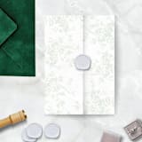 "Sage Green Vellum Wrap with Baroque Floral Pattern for 5 x 7 Wedding Invitations" - Invitation Jackets and Overlays in green by Caroline Russo