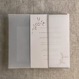 "Aurelia dot rose gold trim vellum wrap for 5x7 cards | pack of 10" - Invitation Jackets and Overlays in beige by Ivory Invitations