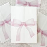 "Pink bow watercolor vellum jacket | Set of 10" - Invitation Jackets and Overlays in pink by Maria Ferrer G.