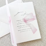 "Pink bow watercolor vellum jacket | Set of 10" - Invitation Jackets and Overlays in pink by Maria Ferrer G.