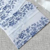 "Blue toile vellum jacket | Set of 10" - Invitation Jackets and Overlays in blue by Maria Ferrer G.