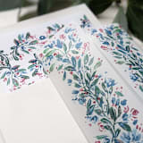 "Garland Watercolor Vellum Wrap" - Invitation Jackets and Overlays in white by Campofiore Paper Studio