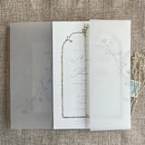 "Jessica minimalist steel blue vellum wraps for 5x7 card | pack of 10" - Invitation Jackets and Overlays in blue by Ivory Invitations