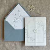 "Jessica minimalist steel blue vellum wraps for 5x7 card | pack of 10" - Invitation Jackets and Overlays in blue by Ivory Invitations