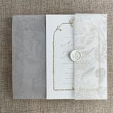 "Maeve botany stone printed vellum wrap for 5x7 card | pack of 10" - Invitation Jackets and Overlays in gray by Ivory Invitations