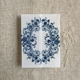 "Navy La belle rose lace printed vellum wrap for 5x7 card  | pack of 10" - Invitation Jackets and Overlays in blue by Ivory Invitations