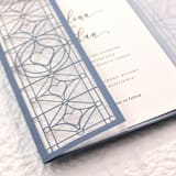 "Gatefold Laser Cut Invitation Jackets with Vellum for 5x7 Card | Set of 10 | Envelopes Included" - Invitation Jackets and Overlays in blue by Self Stationery