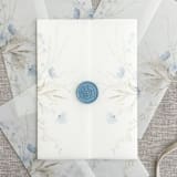 "Blue wildflowers vellum wraps for 5x7 invitations | set of 10" - Invitation Jackets and Overlays in multicolorassorted-colors by Maria Ferrer G.