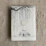 "Graphite willow and swan vellum vellum wrap for 5x7 card | pack of 10" - Invitation Jackets and Overlays in gray by Ivory Invitations