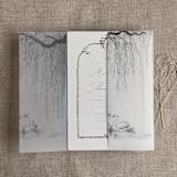 "Graphite willow and swan vellum vellum wrap for 5x7 card | pack of 10" - Invitation Jackets and Overlays in gray by Ivory Invitations
