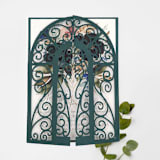 "Forest Green, Modern, Laser Cut Invitation Jacket, Qty 10" - Invitation Jackets and Overlays in green by The Savage Label