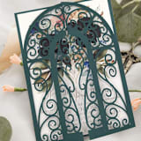 "Forest Green, Modern, Laser Cut Invitation Jacket, Qty 10" - Invitation Jackets and Overlays in green by The Savage Label