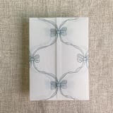 "Blue genie floral bows printed vellum wrap for 5x7 card | pack of 10" - Invitation Jackets and Overlays in blue by Ivory Invitations