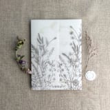 "Slate gray English botanical garden floral vellum wrap for 5x7 card | pack of 10" - Invitation Jackets and Overlays in gray by Ivory Invitations