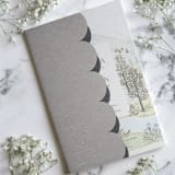 "Pewter Textured, Scalloped, Embossed Invitation Jacket, Qty 10" - Invitation Jackets and Overlays in gray by The Savage Label