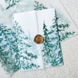 "Snowy Pines Vellum Jackets | Set of 10" - Invitation Jackets and Overlays in green by Megan Tendler