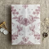 "Venetian floral lace mauve color printed vellum wrap for 5x7 card | pack of 10" - Invitation Jackets and Overlays in purple by Ivory Invitations