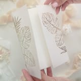 "Monstera Leaves Gold Foil Stamping on White Vellum Wraps, Set of 10" - Invitation Jackets and Overlays in gold by Self Stationery