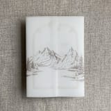 "Cashmere mountain sketch printed vellum wrap for 5x7 card | pack of 10" - Invitation Jackets and Overlays in beige by Ivory Invitations