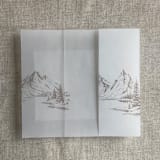 "Cashmere mountain sketch printed vellum wrap for 5x7 card | pack of 10" - Invitation Jackets and Overlays in beige by Ivory Invitations