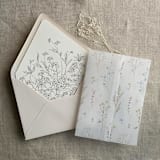 "Alison rustic wild flowers vertical arrangement printed vellum wrap for 5x7 card | pack of 10" - Invitation Jackets and Overlays in natural by Ivory Invitations