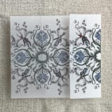 "Blue enchanted forest printed vellum wrap for 5x7 card | pack of 10" - Invitation Jackets and Overlays in blue by Ivory Invitations