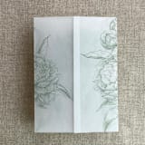 "Sage etched grand peony floral printed vellum wrap for 5x7 card | pack of 10" - Invitation Jackets and Overlays in green by Ivory Invitations