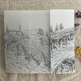"Slate gray vineyard landscape sketch printed vellum wrap for 5x7 card | pack of 10" - Invitation Jackets and Overlays in gray by Ivory Invitations
