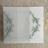 "Sage print French floral crest vellum wrap for 5x7 card | pack of 10" - Invitation Jackets and Overlays in green by Ivory Invitations