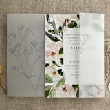 "Minimalist baby's breath flower sage color printed vellum wrap for 5x7 card | pack of 10" - Invitation Jackets and Overlays in green by Ivory Invitations