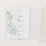 "Green Foil, Tropical Real Greenery Vellum Wraps for 5x7 Card, Set of 10" - Invitation Jackets and Overlays in green by Self Stationery