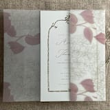 "Antique Hydrangea flower mauve leaf printed vellum wrap for 5x7 card | pack of 10" - Invitation Jackets and Overlays in pink by Ivory Invitations