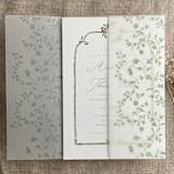 "Sage dainty floral vines printed vellum wrap for 5x7 card  | pack of 10" - Invitation Jackets and Overlays in green by Ivory Invitations