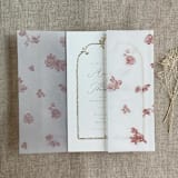 "Old rose French roses lace floral printed vellum wrap for 5x7 card | pack of 10" - Invitation Jackets and Overlays in pink by Ivory Invitations