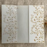 "Gold color dainty floral vines printed vellum wrap for 5x7 card | pack of 10" - Invitation Jackets and Overlays in gold by Ivory Invitations