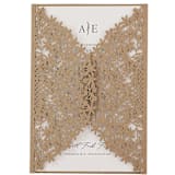 "Flowral Motif Laser Cut Invitation Cover for 5x7 Card | Set of 10 | Envelopes Included" - Invitation Jackets and Overlays in brown by Self Stationery