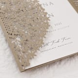 "Flowral Motif Laser Cut Invitation Cover for 5x7 Card | Set of 10 | Envelopes Included" - Invitation Jackets and Overlays in brown by Self Stationery