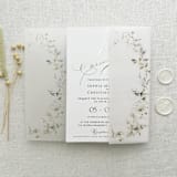 "Sage Green Vellum Jacket for 5x7 Wedding Invitations, Botanical Leaf Wrap | Set of 10" - Invitation Jackets and Overlays in clear by Self Stationery