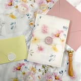 "Pink Poppy Floral Vellum Jacket (10 pack)" - Invitation Jackets and Overlays in clear by Carley Zuercher