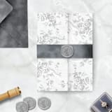 "Slate Gray Vellum Jacket with Floral Pattern for 5 x 7 Wedding Invitations" - Invitation Jackets and Overlays in gray by Caroline Russo