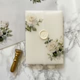 "Minimal White Rose Floral Vellum Jacket for Wedding Invnitations (10 Pack)" - Invitation Jackets and Overlays in clear by Carley Zuercher
