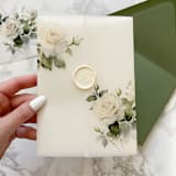 "Minimal White Rose Floral Vellum Jacket for Wedding Invnitations (10 Pack)" - Invitation Jackets and Overlays in clear by Carley Zuercher