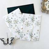 "Blue, Pink and Yellow Wildflowers and butterflies Vellum Jacket for Wedding Invitation | Set of 10" - Invitation Jackets and Overlays in multicolorassorted-colors by Eva Friesen