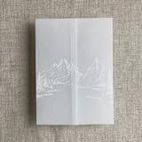 "White ink mountain sketch printed vellum wrap for 5x7 card | pack of 10" - Invitation Jackets and Overlays in white by Ivory Invitations